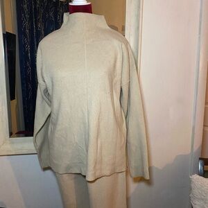 Beige High Neck Sweater-and pants set